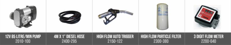 12 volt high flow pomp set met literteller | FS140